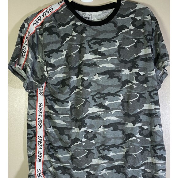 High Voltage Men’s Camo Good Vibes Crew Neck T-Shirt Size XL Cotton Blend - Picture 1 of 6